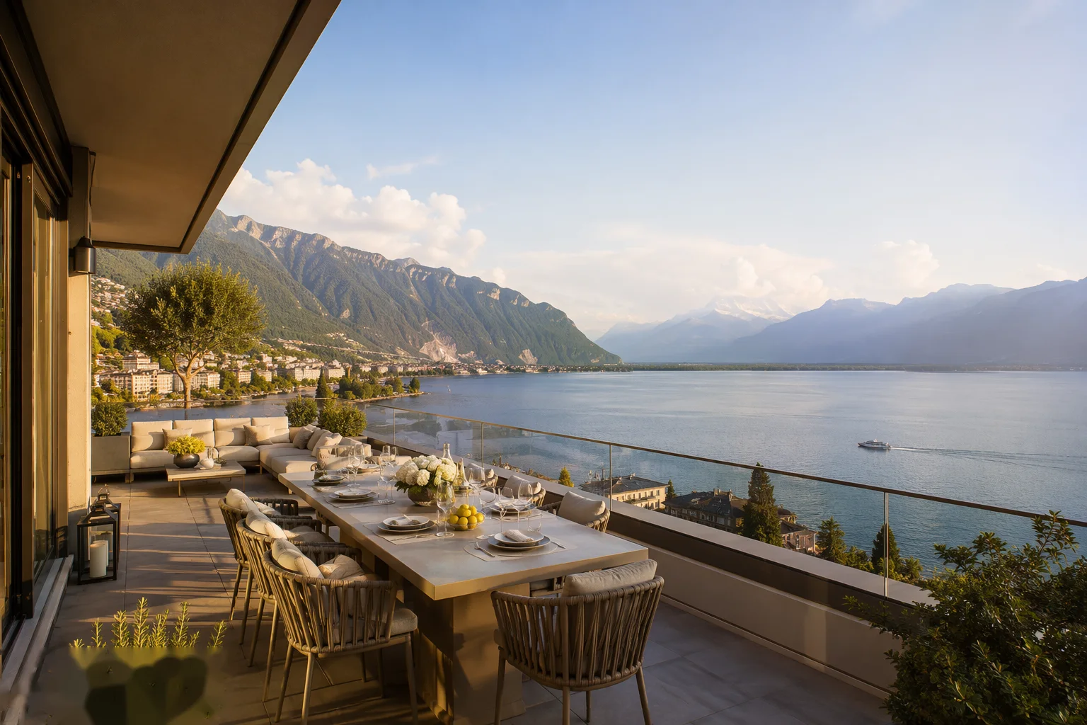 Penthouse face au lac — intérieur
