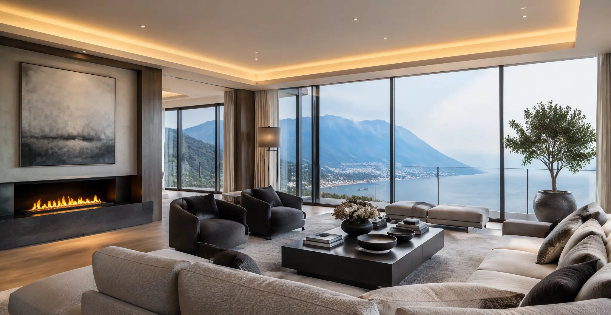 Penthouse face au lac — intérieur